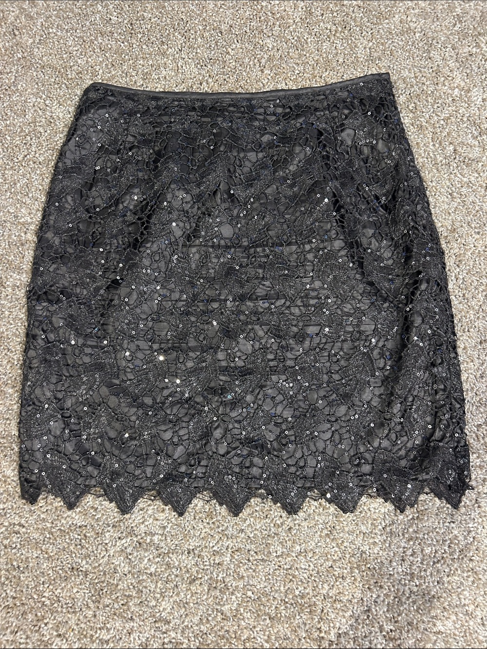 H&M Black Lace Pencil Skirt with Sequin Detail